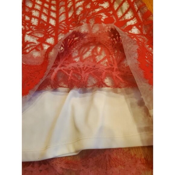 Anthropoligie Dress by Geisha Designs Red Embroidered Mesh Overlay Sleeveless 4 - Picture 8 of 11